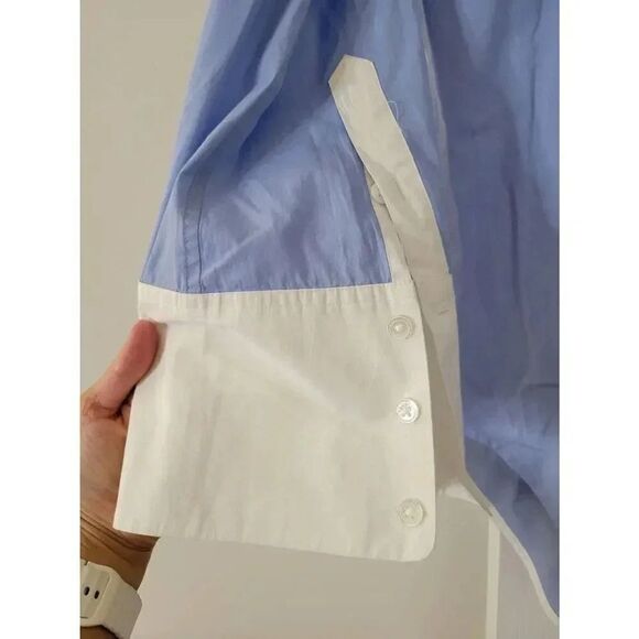 EQUIPMENT Arlette Blue White Two Tone Button Down Shirt S $228.00 - Picture 4 of 9